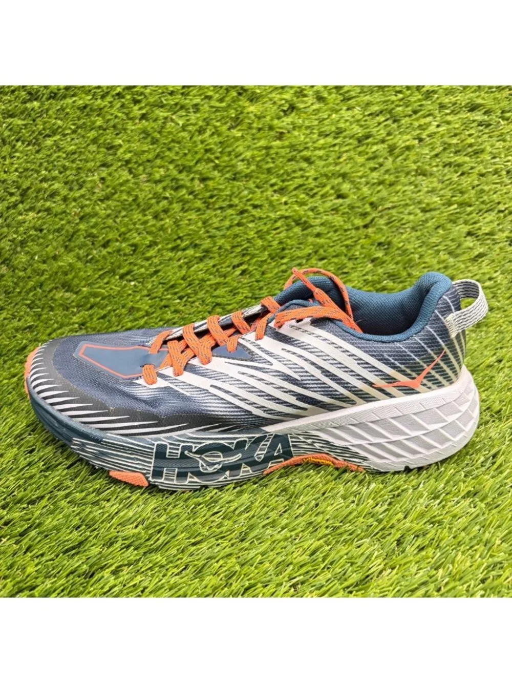 Hoka One One Speedgoat 4 Womens Size 8 Blue White Athletic Running Shoes Sneaker